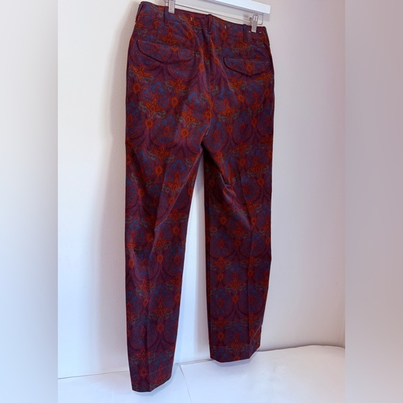 Banana Republic Men's Corduroy Pants - Burgundy and Blue Patterned Relaxed Fit - Picture 4 of 5